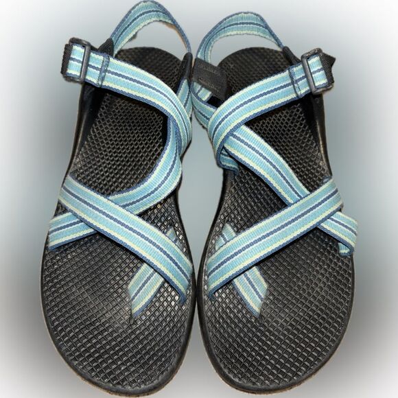 Chaco Z Cloud 2 Blue Yellow Jacquard Print Sandals Women’s Size 9 - Picture 1 of 5